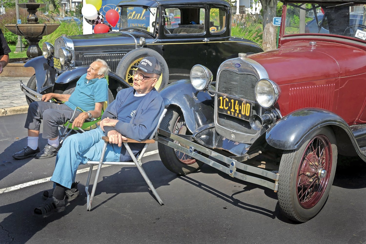 Bob Gunther and Dick Creeron, owners of Ford Model Ts, showcased their rides at The Bristal Assisted Living facility at North Woodmere.