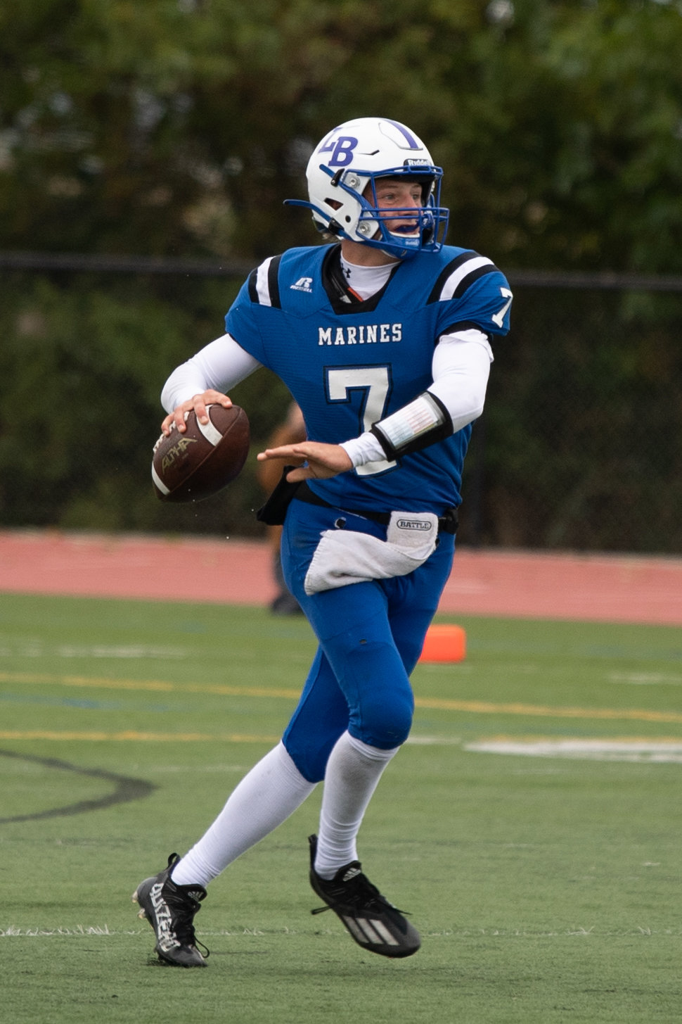 Senior quarterback Jeff Conway scored the game-winning touchdown in overtime as the Marines rallied to beat South Side, 28-27.