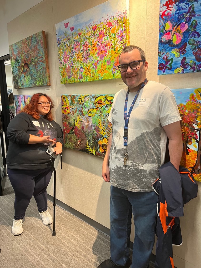Cheryl Leonardo and Daniel O’Shea showed off their art piece at the art show on Sept. 28 at the Port Washington Library.