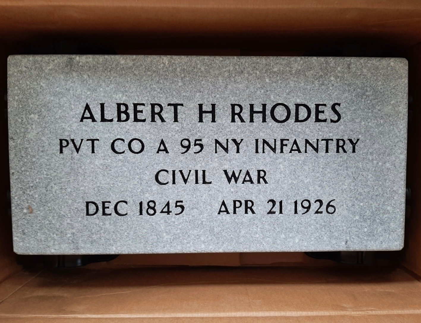 The Veterans Administration commissioned a new headstone in memory of Albert Henry Rhodes, a native of what is now Malverne who fought in the Civil War.