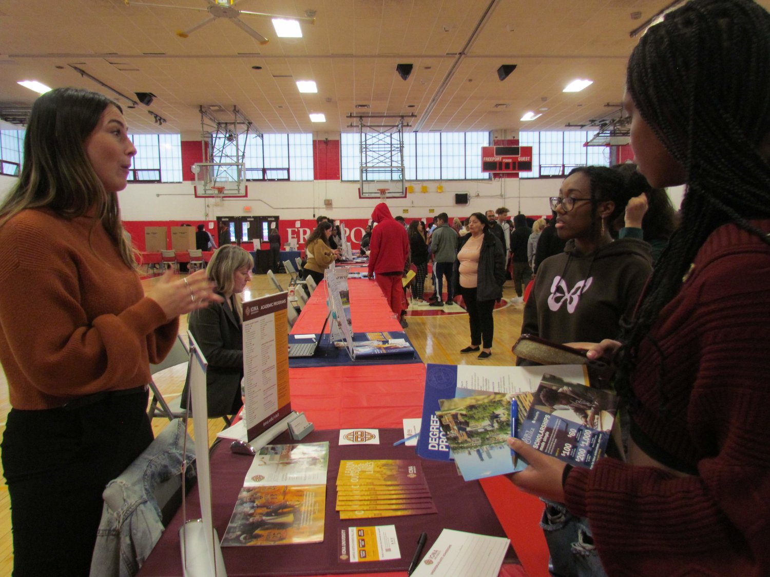 Representatives from numerous colleges, universities, and technical schools provided valuable information during Freeport High School’s Bound for College Fair and Workshops.