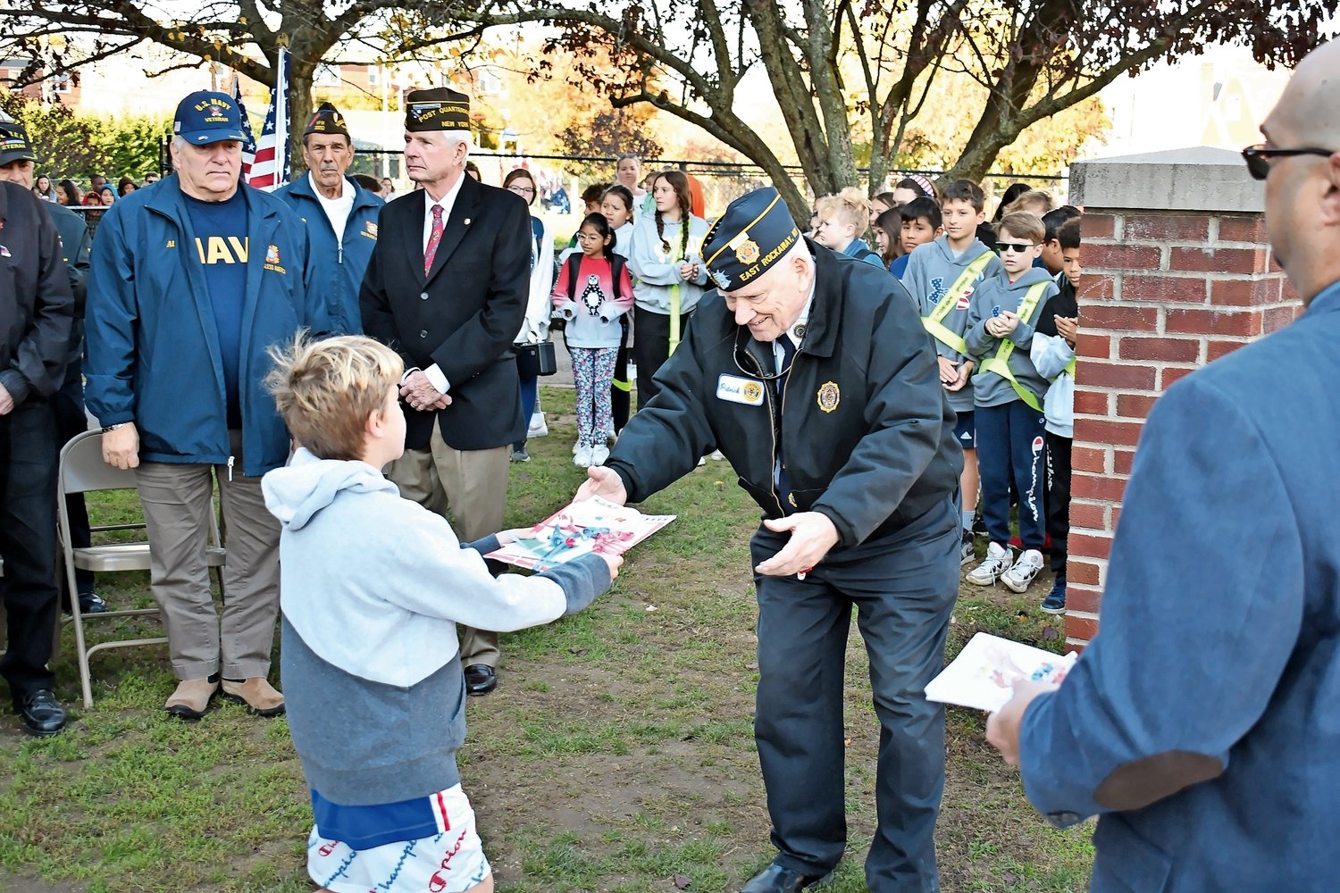 Centre Avenue students presenting gifts of gratitude to Veterans.