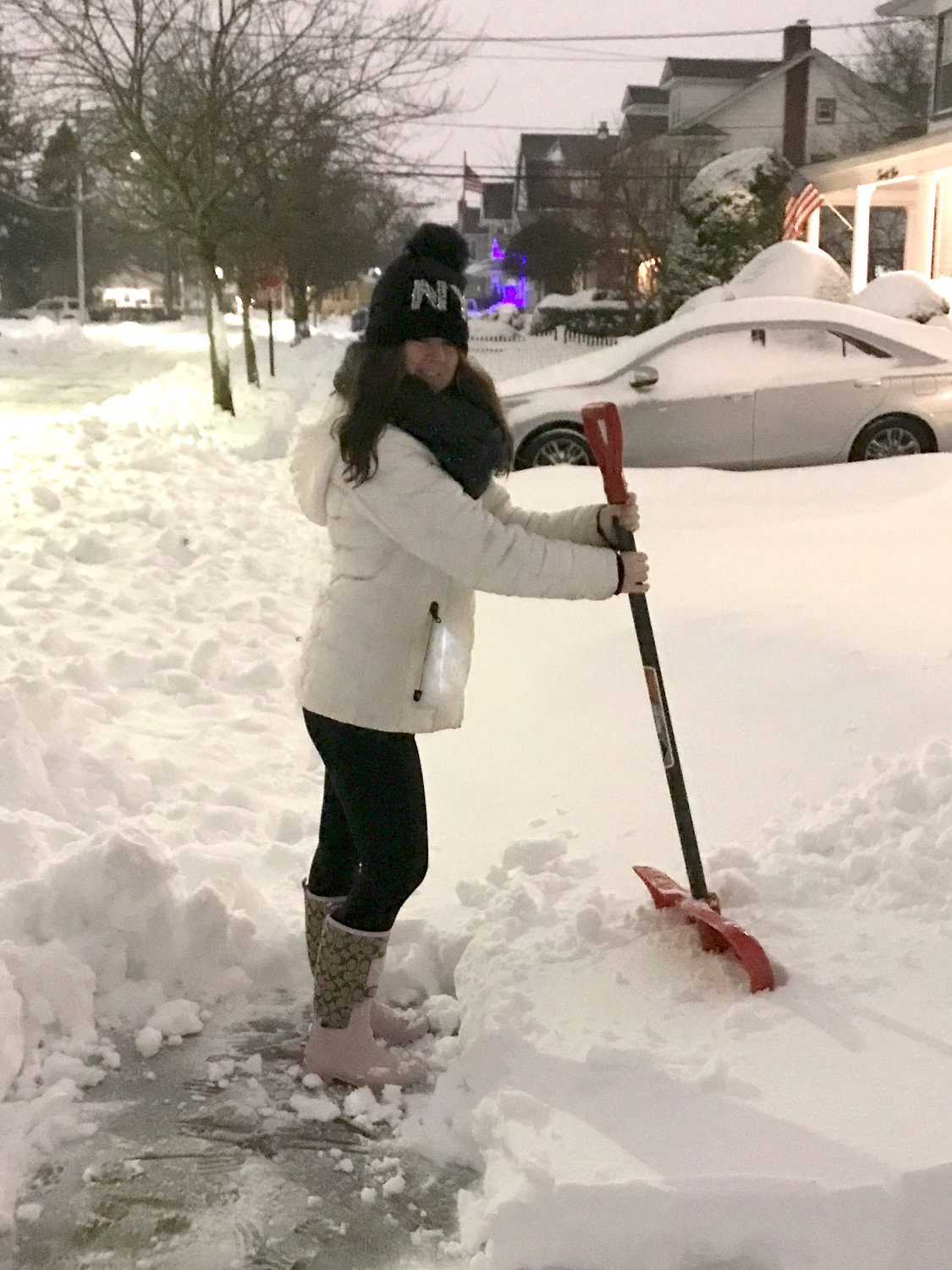 Shannon Ryder volunteering to shovel snow last year last year.