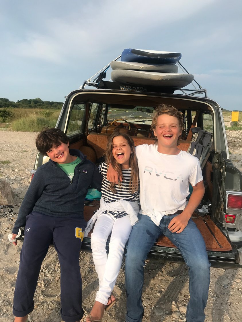 Penny, in 2019, with her brothers, Frankie, left and Henry, who she played pranks on.