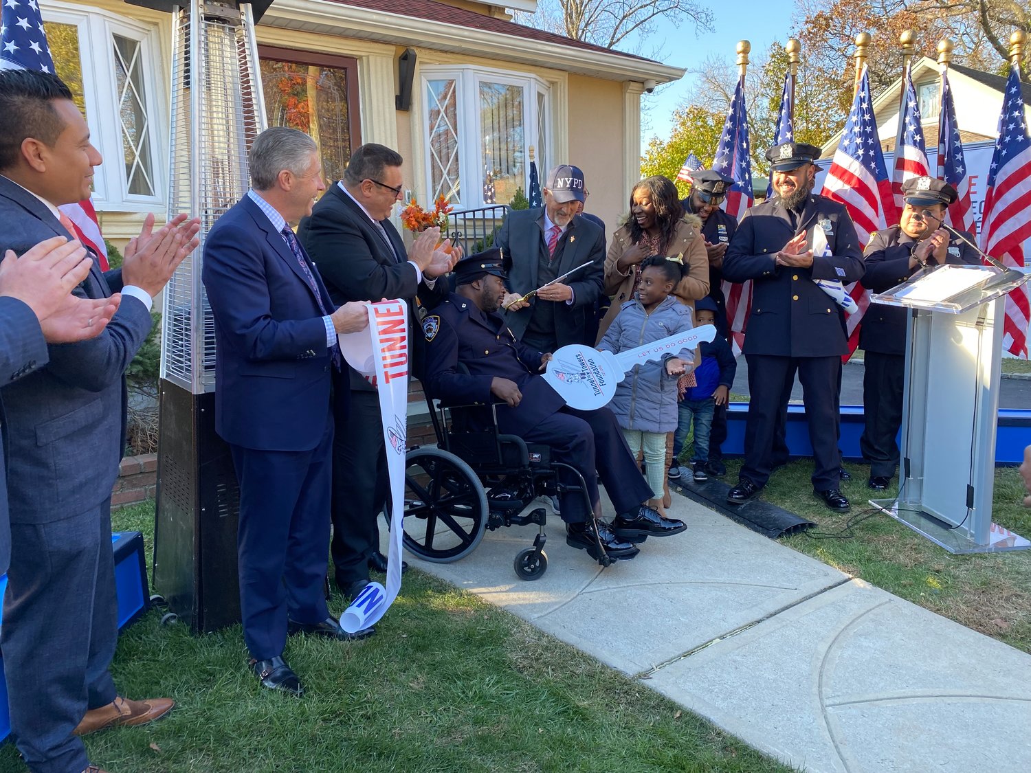 The Tunnel to Towers Foundation gave New York Police Department detective Dalsh Veve a mortgage-free smart home on Voshage Street in Baldwin.