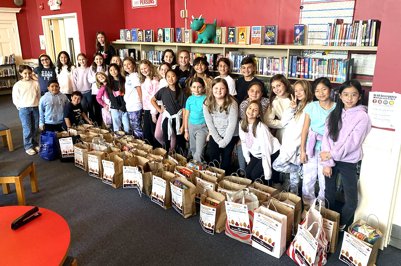 The Glen Head School fifth graders spent the first half of November gathering Thanksgiving dinner ingredients to share with the needy.
