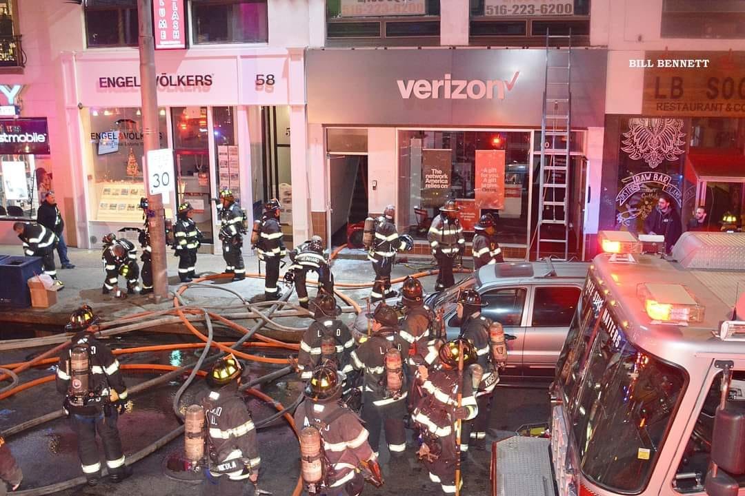 A small fire started in the Verizon store, located at 60 West Park Ave., Monday night.