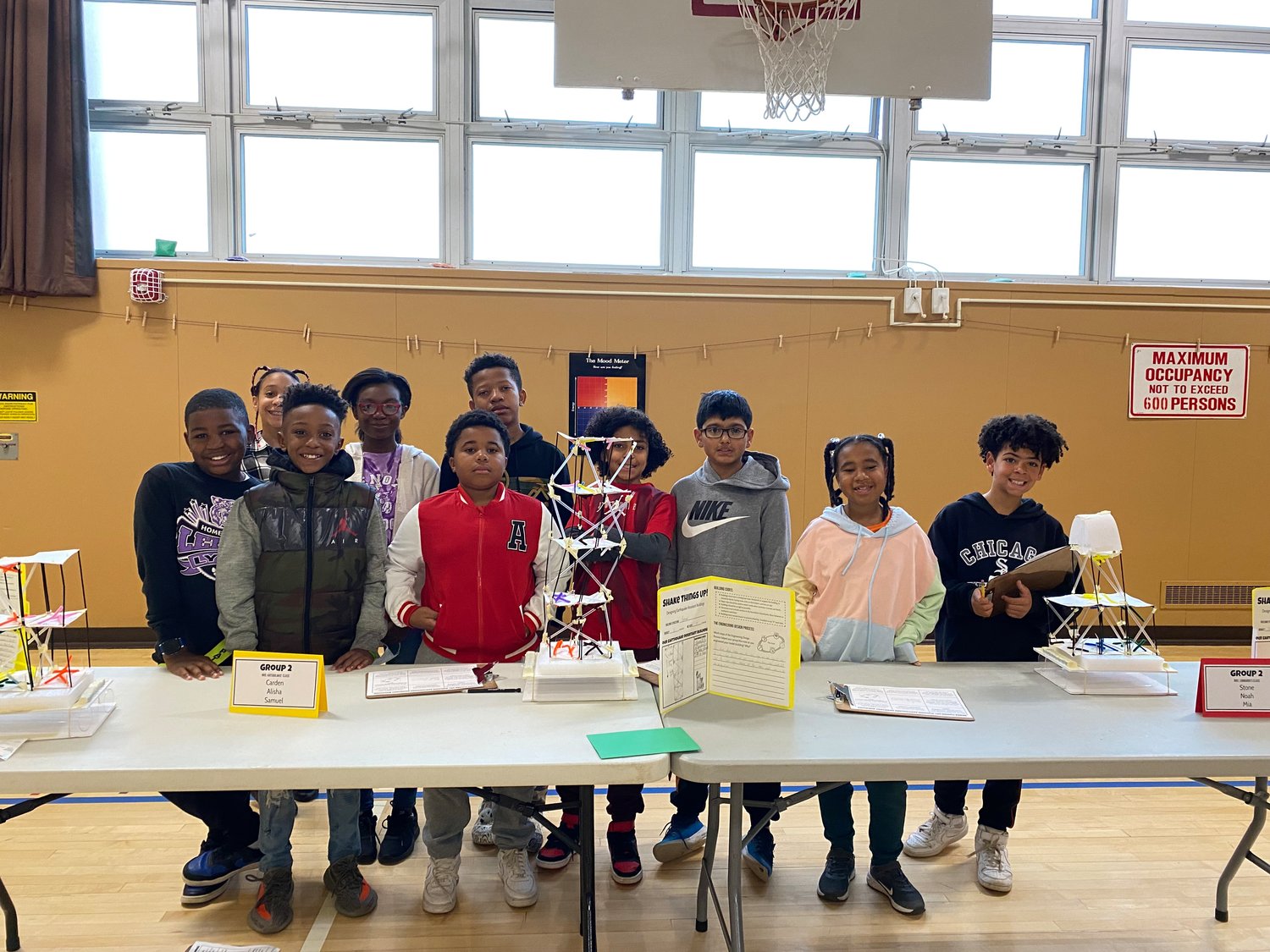 Fifth graders at Lenox Elementary School displayed their earthquake proof building creations, after learning about how to solve problems through engineering last month.