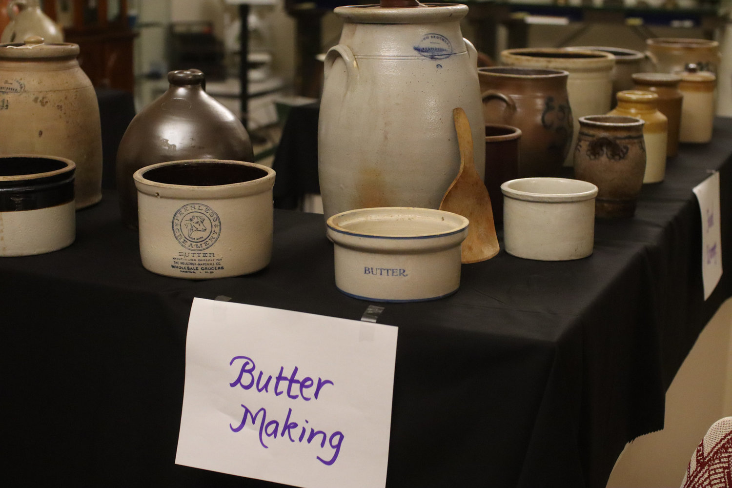 Historic butter making pottery showcased at the museum.