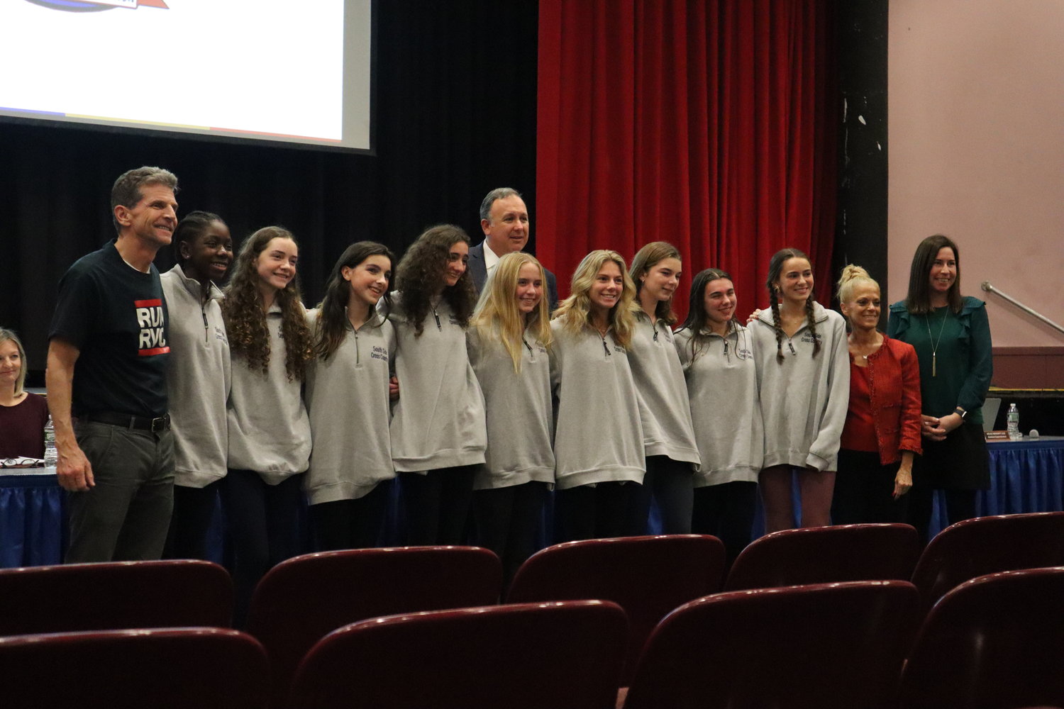 South Side High School’s girls’ cross-country team was recognized by the Board of Education for their athletic and academic achievements during the fall season. All of the runners played a role in the Cyclones’ wins of division, conference, and county titles.