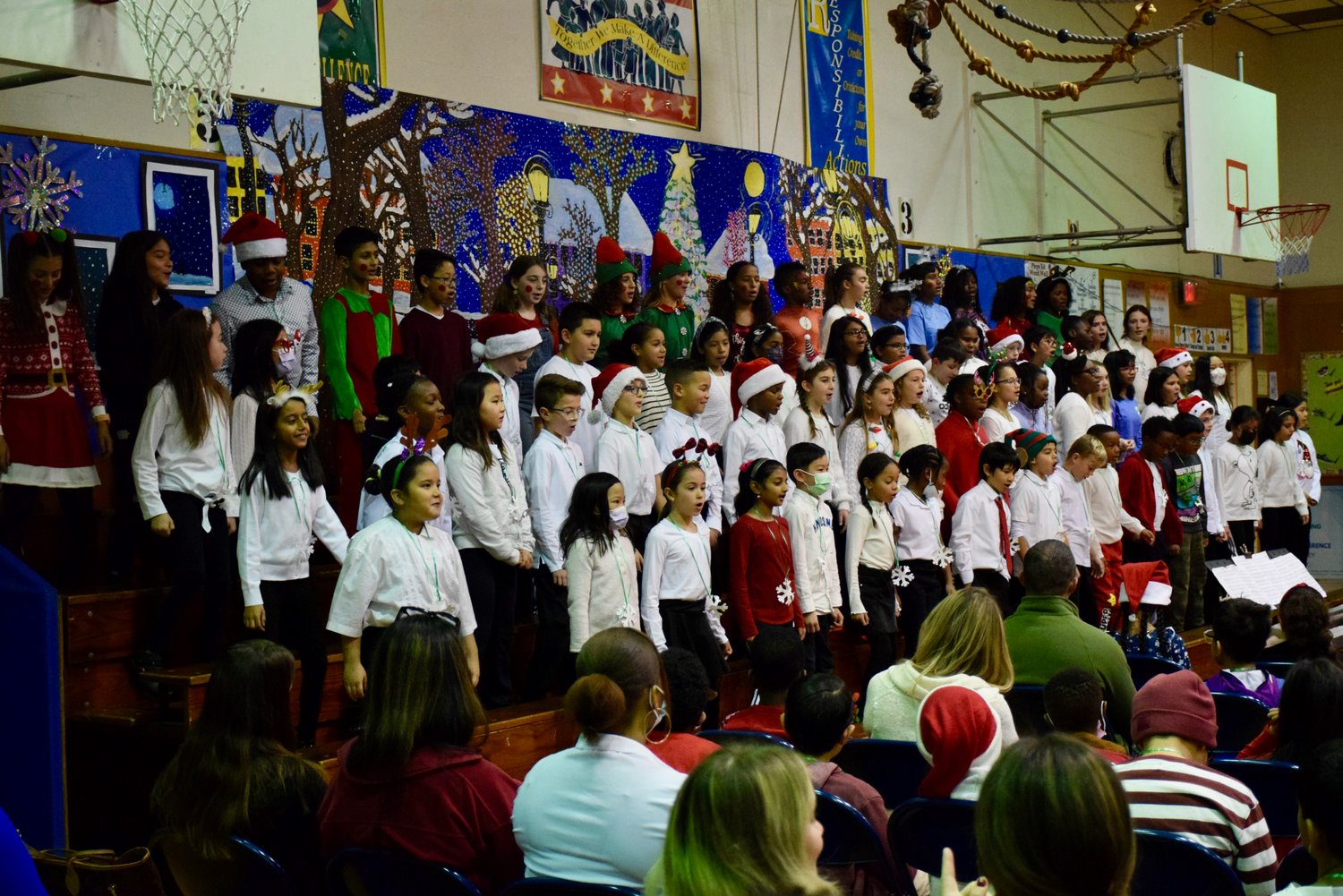 Stewart Manor School’s combined chorus performed during the morning show on Dec. 15.