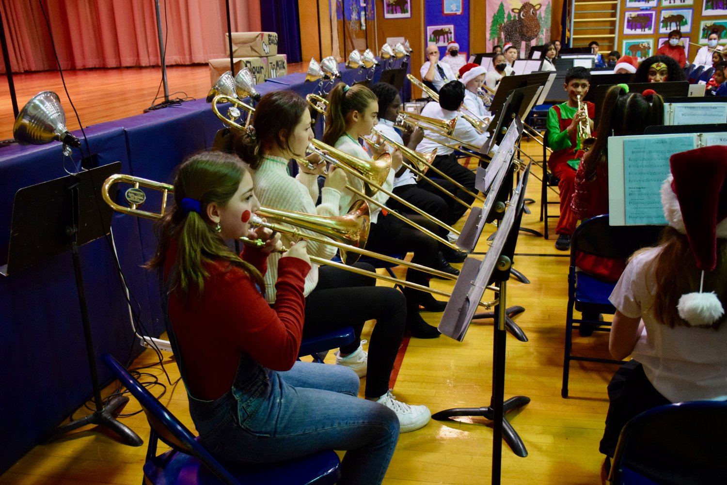 Stewart Manor School’s band performed during the morning show on Dec. 15.