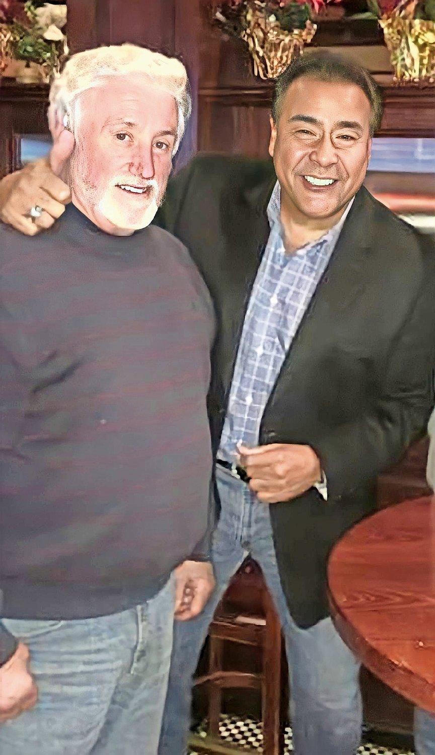 Jim McQuade with John Quiñones of ABC’s ‘What Would You Do?’ The show made use of the restaurant several times.
