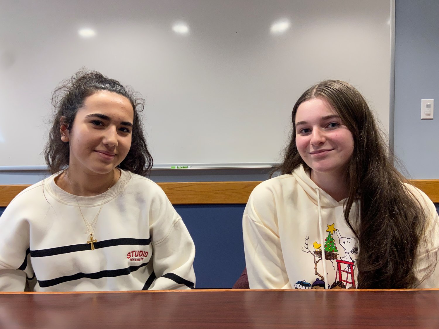Sophomores Alissa Mili, left, and Annabella Lanzer were chosen by school officials to represent East Meadow High School at the Hugh O’Brian Youth Leadership seminar.