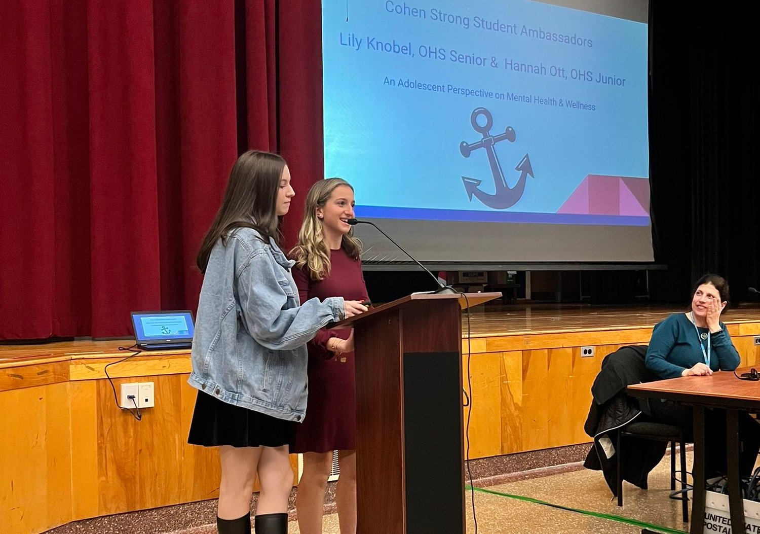 Hannah Ott, an Oceanside High School junior, and Lily Knobel, a senior, serve as Cohen Strong Mental Health Ambassadors. They made a presentation at a Jan. 10 Oceanside School District Parent University workshop on how families can promote mental well-being.
