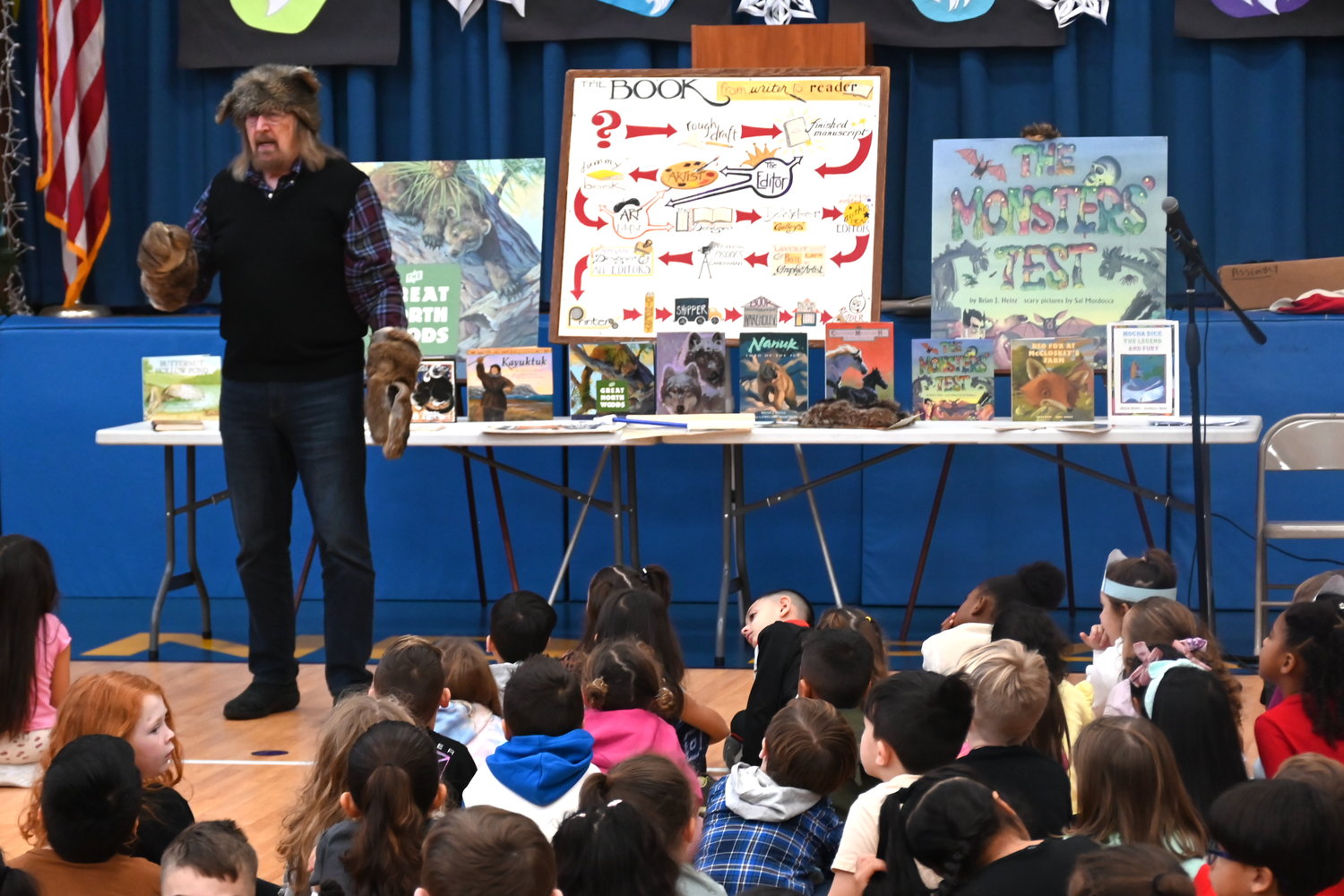 Students at Francis X. Hegarty school pay close attention to local author Brian Heinz, author of “The Great North Woods” and “Adirondack Lullaby.”