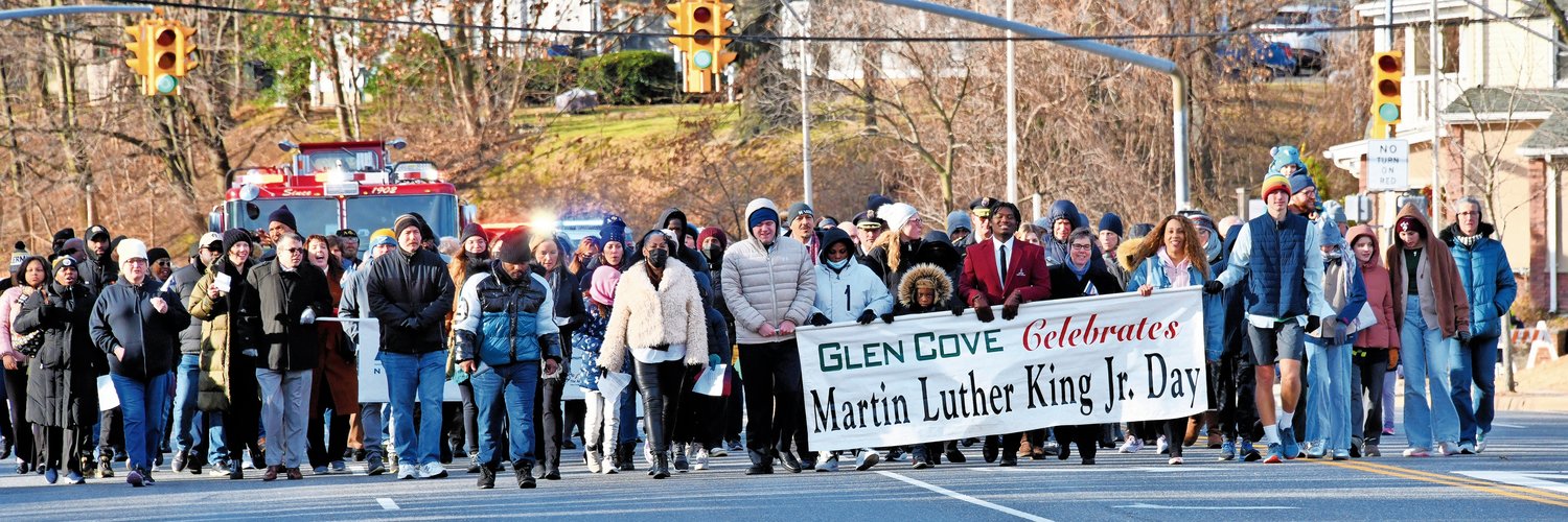 Martin Luther King Jr. day began with a march from First Baptist Church of Glen Cove to Finley Middle School, which served as an opportunity for community members to reflect on the principles of racial equality and nonviolent social change that the Rev. Dr. Martin Luther King Jr. made his life’s work.