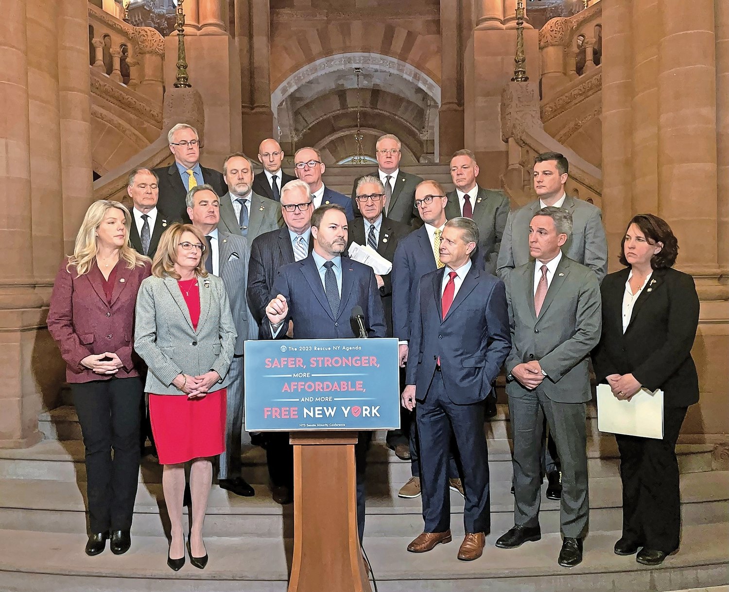 Steve Rhoads, top row, second from right, has already made inroads at the state Capitol, championing the Rescue New York plan.
