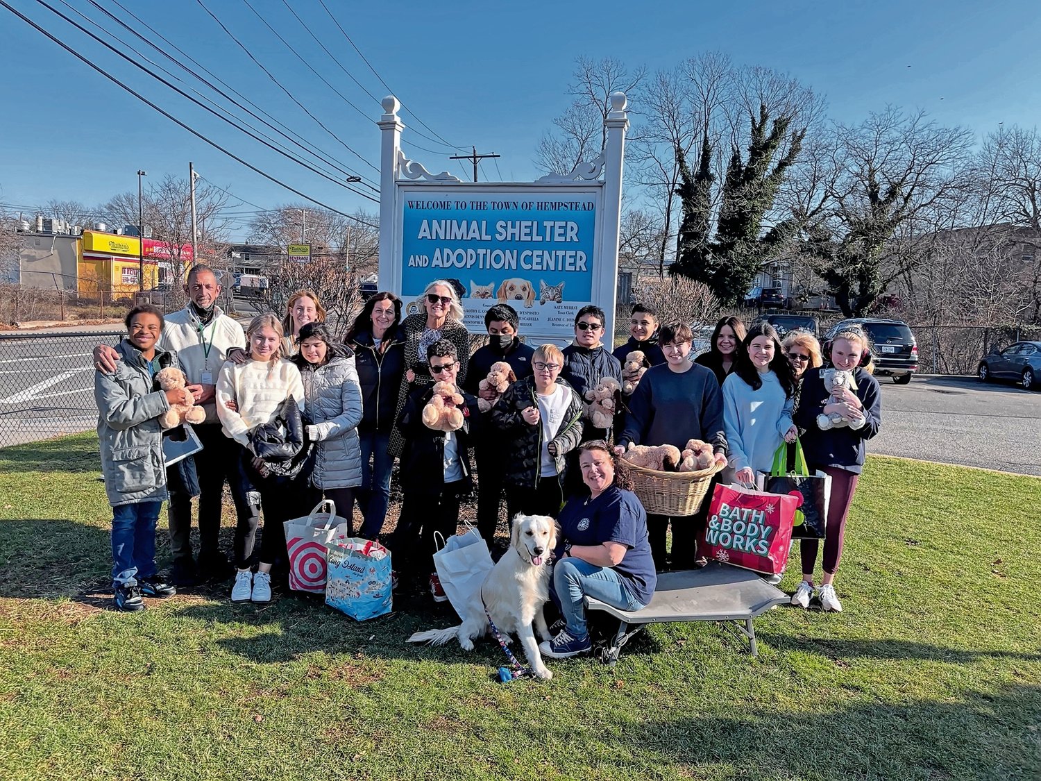 Students in the Career Development Program at Lynbrook High School and North Middle School visited the Town of Hempstead Animal Shelter to deliver donations.