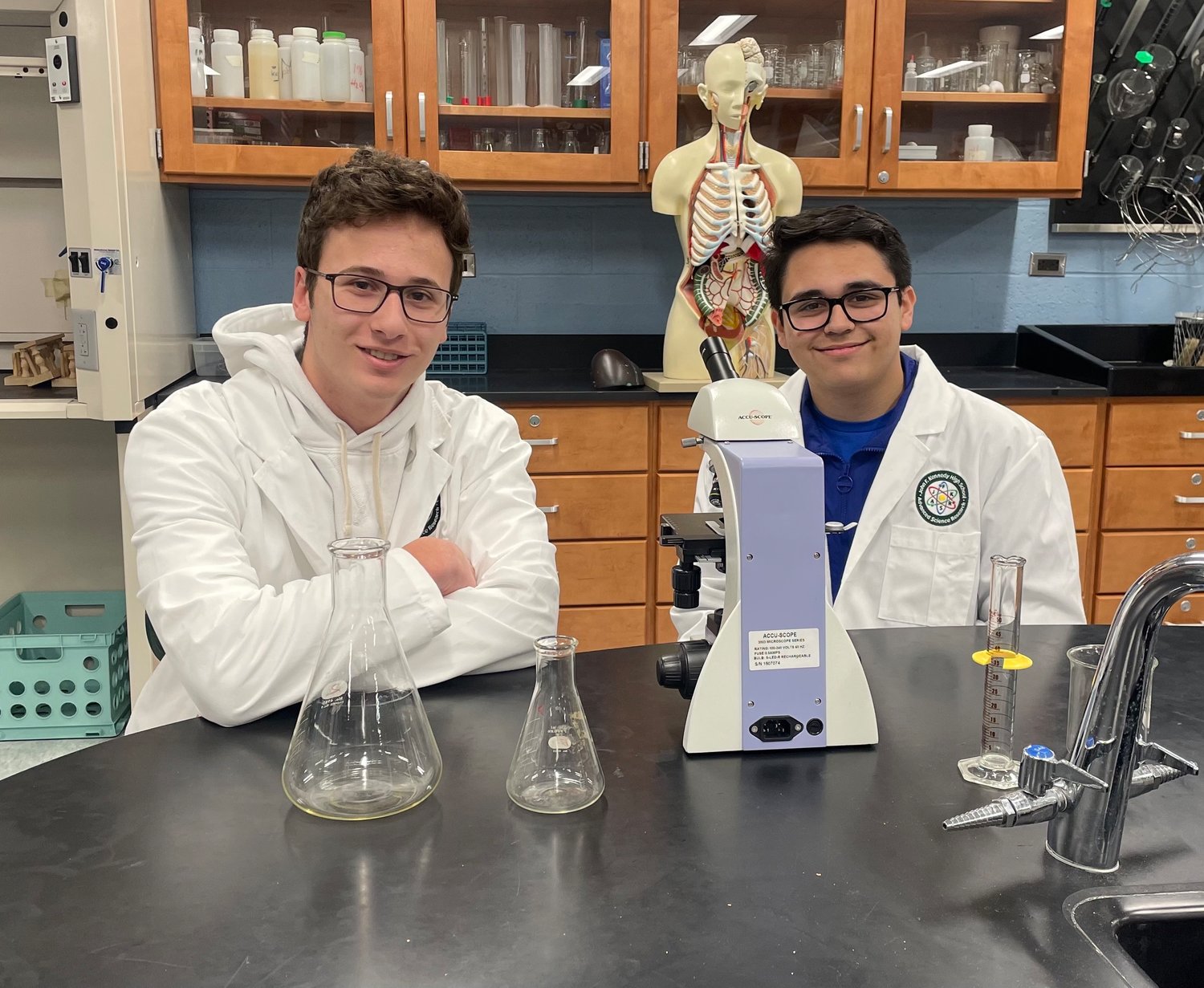 Luke Feldman, left, and Tyler Bissoondial were named semifinalists in the 2023 Society for Science & Public Science Talent Search competition, sponsored by the pharmaceutical company Regeneron.