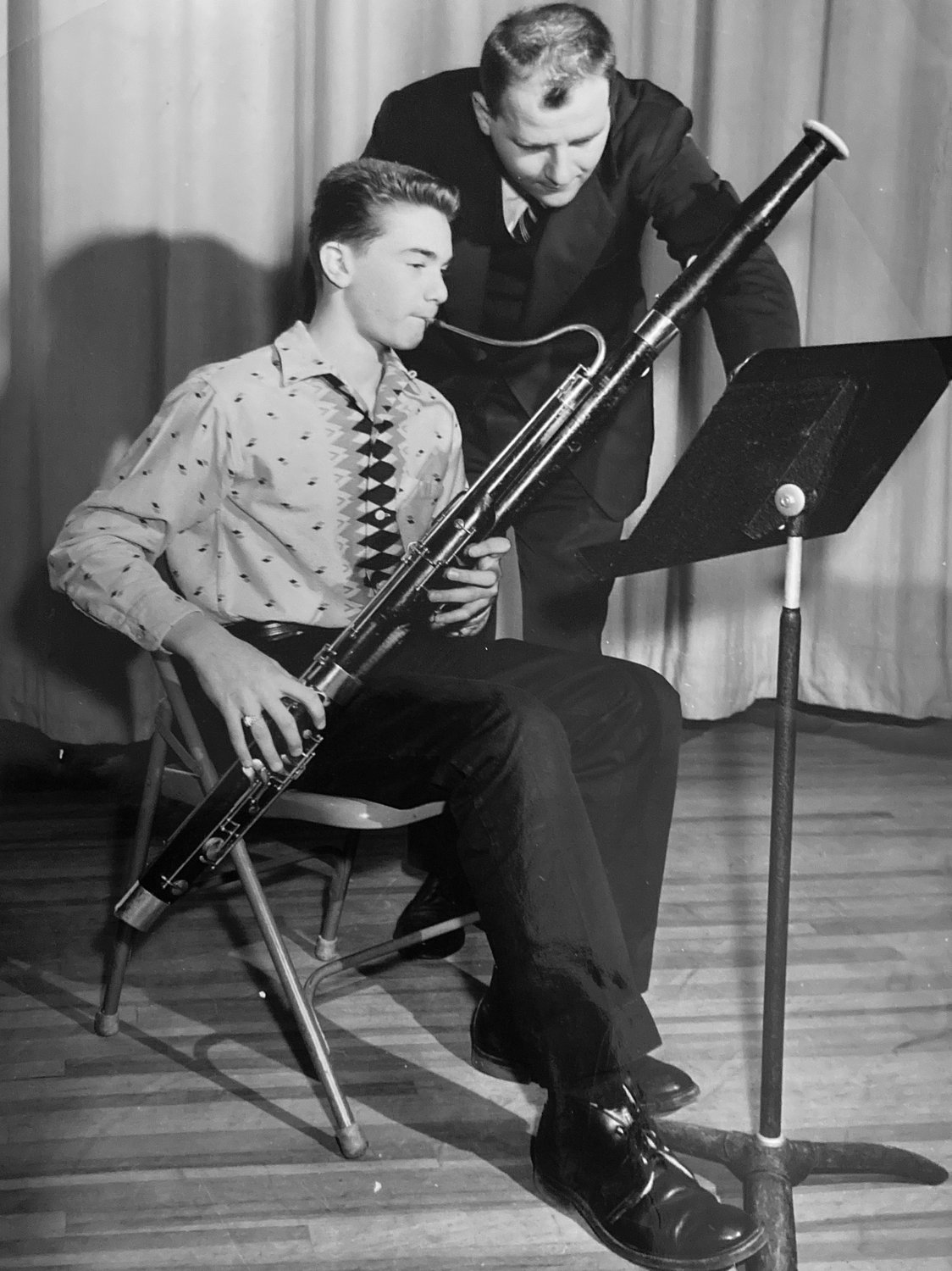 Katz taught several students who went on to become professional musicians. Above, he worked with Alan Goodman, who was the principal bassoonist for the Los Angeles Philharmonic from 1970 until he retired in 2001.