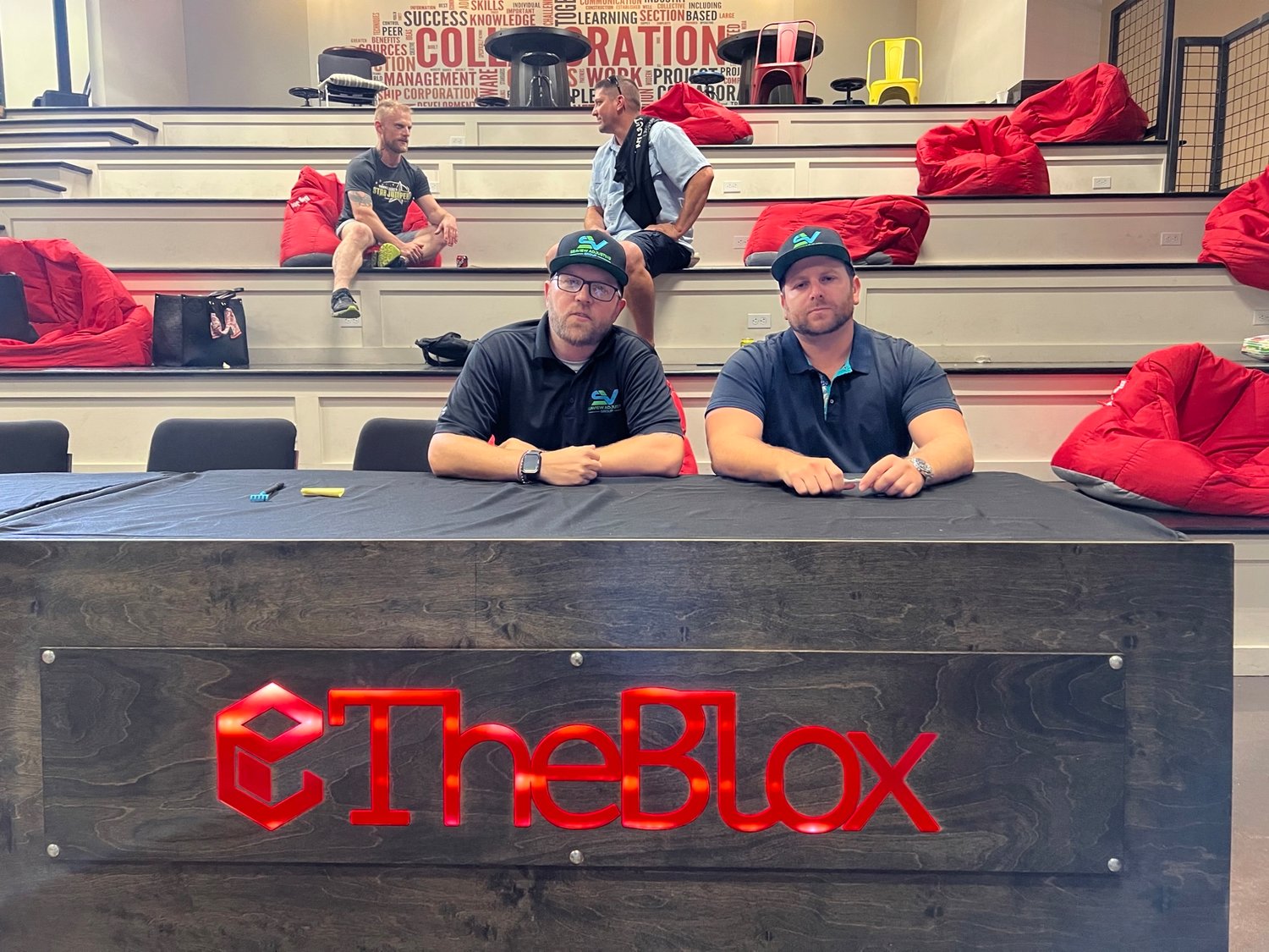 Founders of Seaview Adjusting Group Inc. Eric Stroud and Garrett Guttenberg can be seen on the Blox App competing.