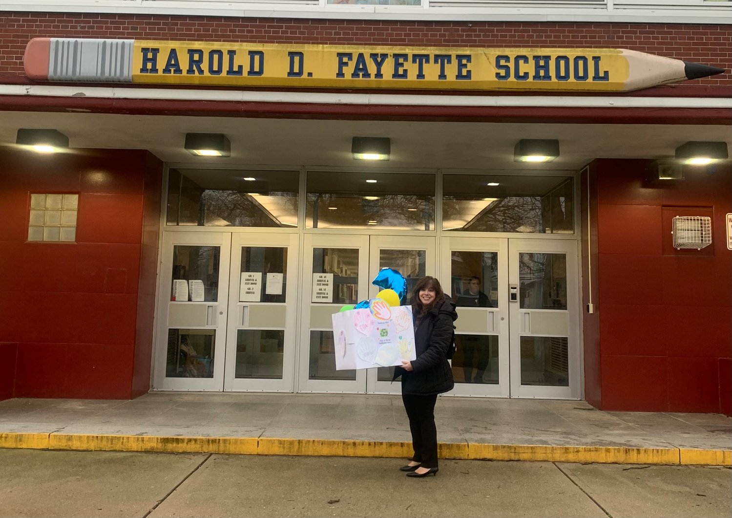 Seibold, outside of Harold D. Fayette School in the North Merrick Union Free School District. The nonprofit is partnering with North Merrick schools and the Bellmore-Merrick Central High School District, for their schools to be places in the community where the public can safely discard balloons.