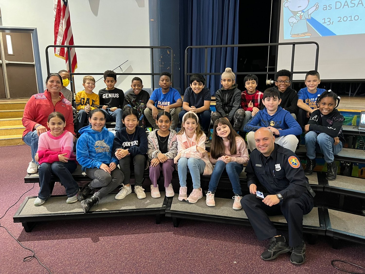 Officer Luis Serrano from the Nassau County Police Department delivered an anti-bullying presentation.