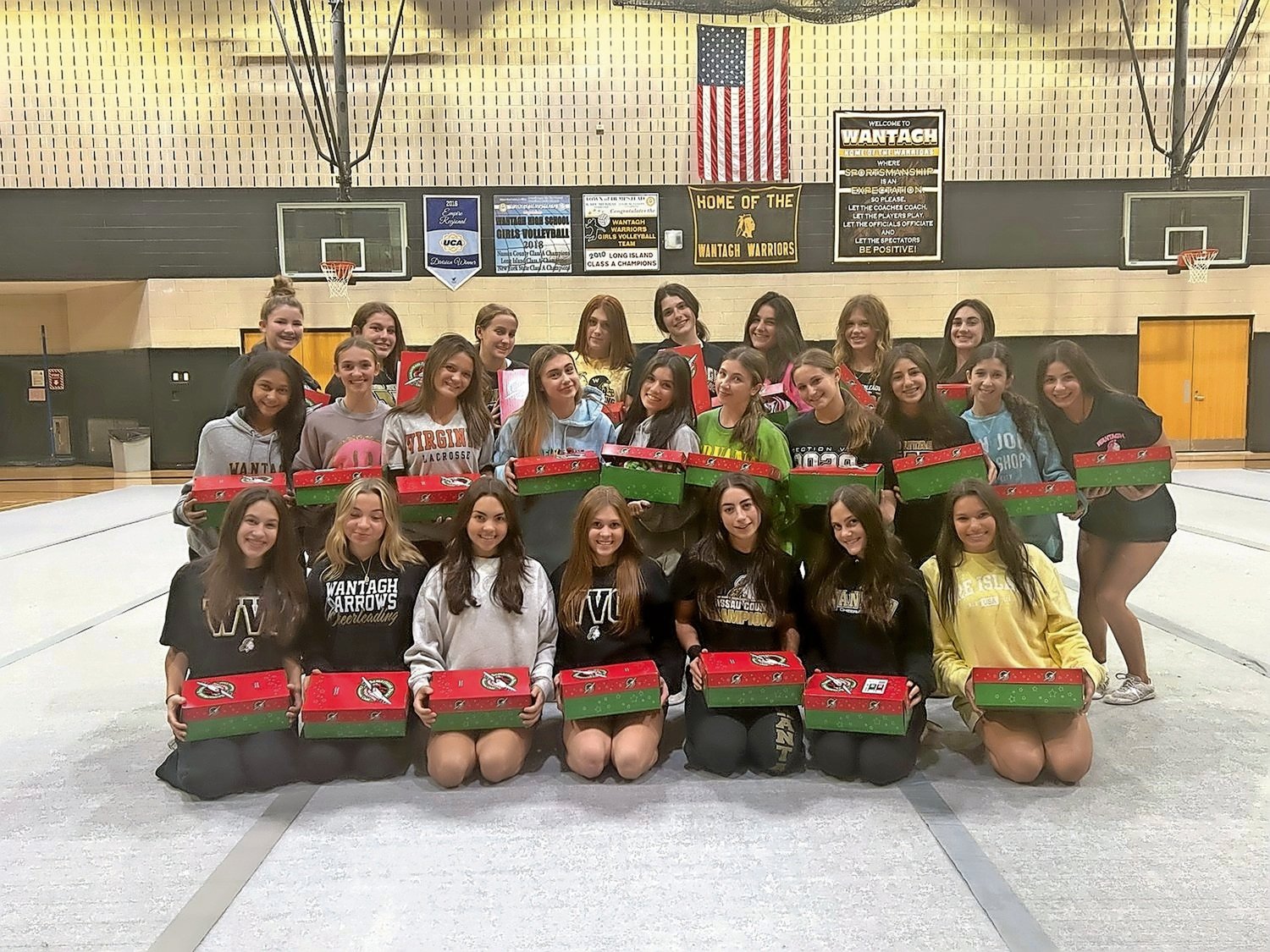 In addition to competing and performing at football games, the Wantagh cheer team took part in a toy drive during the holidays called Operation Christmas Child.