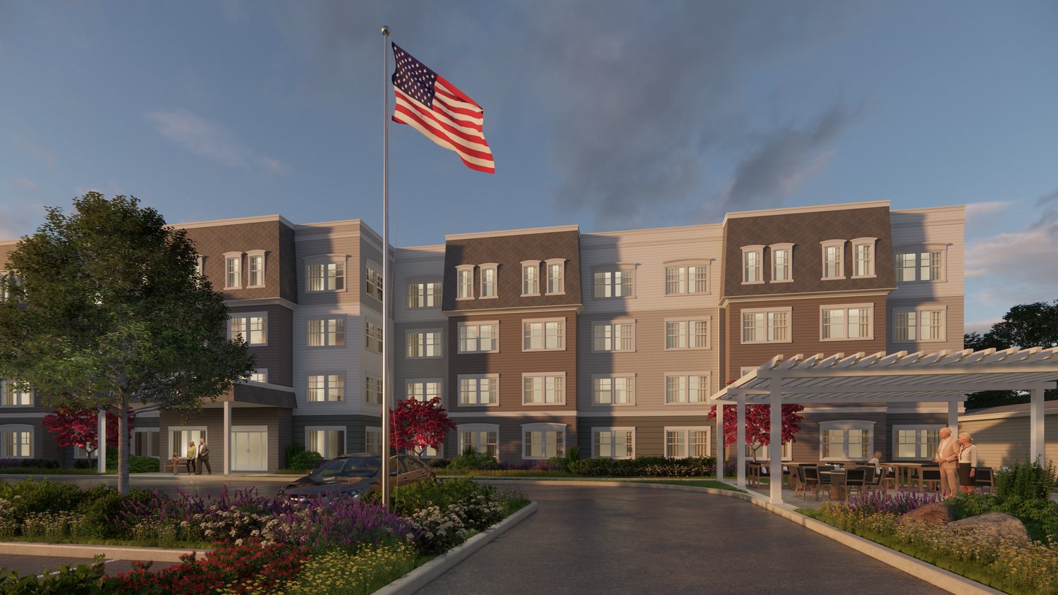 A rendering of a modernized Dogwood Terrace  senior center, which officials hope to get started on later this year. The Town of Hempstead Housing Authority said new features would include more elevators and parking spots, and larger units.