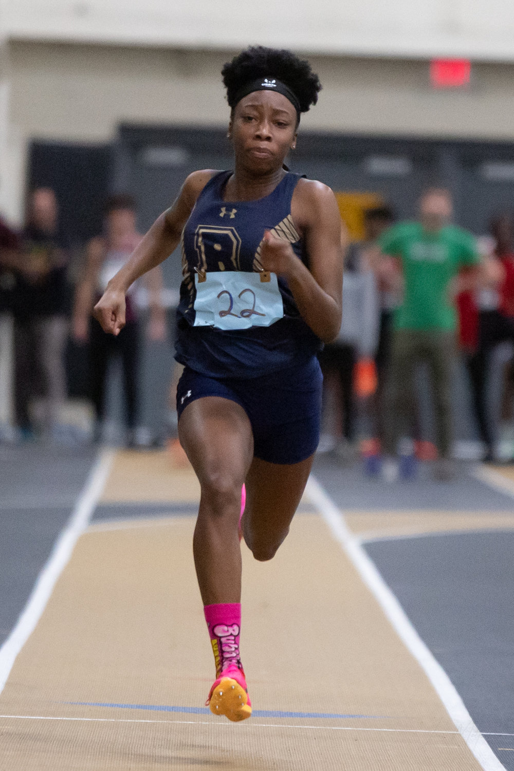 Sophomore Sariah Doresca captured the Nassau Class A 55-meter dash title and was part of Baldwin’s winning 4x200 relay.