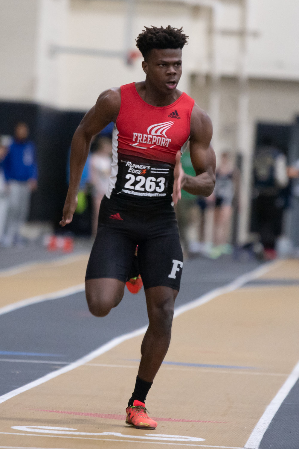 Freeport senior Kazeem Scott captured the Nassau Class A title in the 55-meter dash and was runner-up in the long jump.