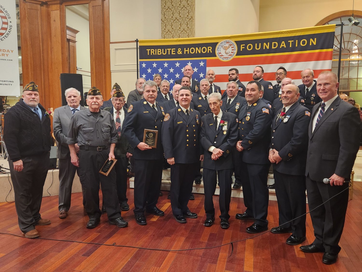 The Glen Cove Fire Department showed their support for the VFW members by attending the gala. Many first responders in the city are also veterans.