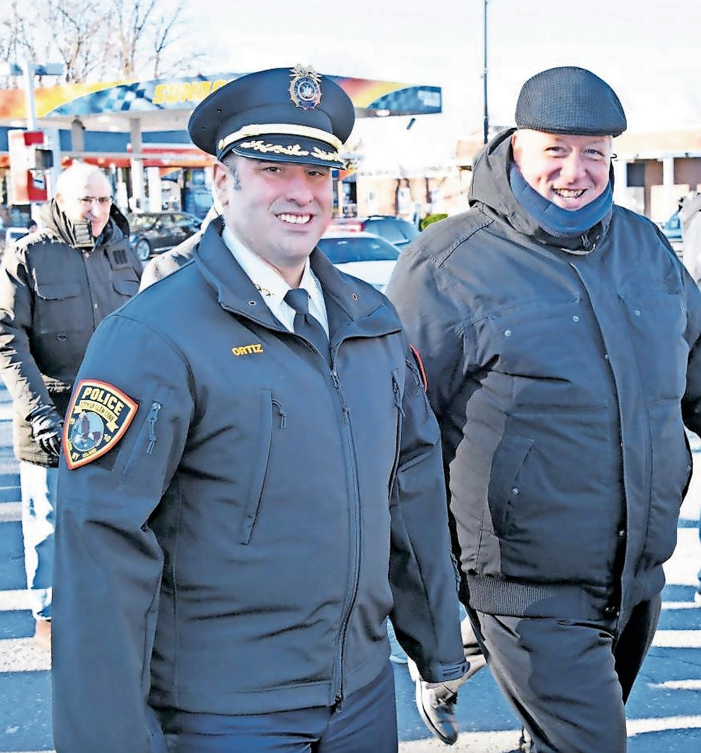 Glen Cove Deputy Chief Chris Ortiz, left, and CTI Cantor Gustavo Guitlin showed their support for the Rev. Dr. Martin Luther King Jr. during the January 2020 parade in Glen Cove that honored the late civil rights leader.