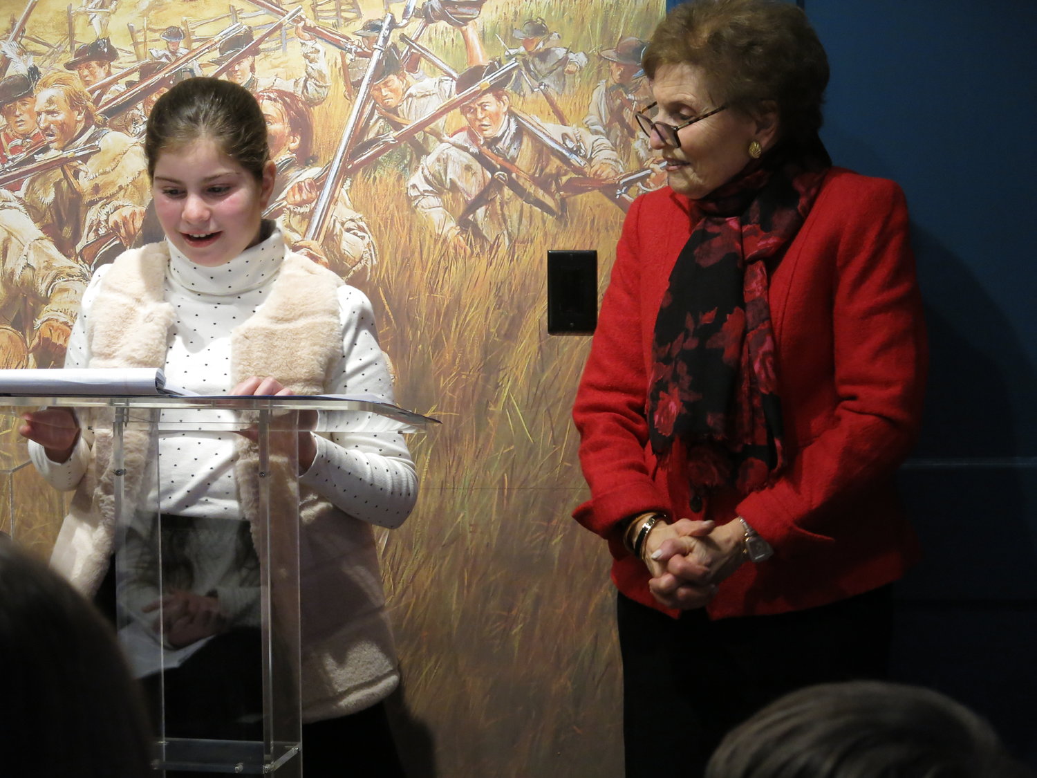 Alessandra Dimilta, a Vernon fourth-grader, read her poem, ‘Colors of Valentine’s Day,’ which earned an honorable mention, on Feb. 13. Elaine Palmer judged the submissions from the fourth-graders.