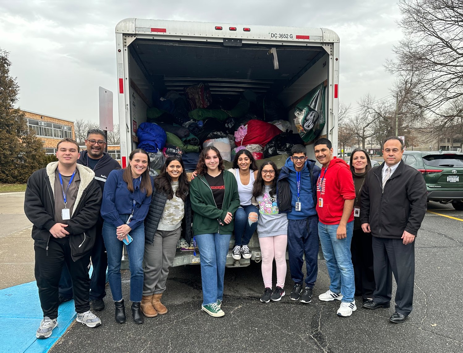 The East Meadow High School Red Cross Club collected supplies for earthquake victims in Turkey and Syria. On Feb. 16, they loaded the supplies into a 15-foot U-Haul to be sent to the Turkish General Consulate in New York City.