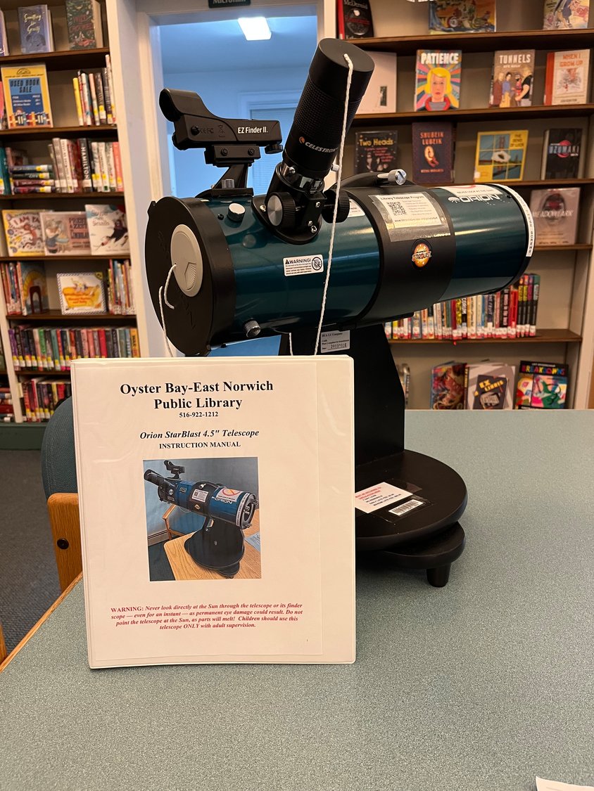 The telescope library cardholders can borrow is an Orion StarBlast 4.5 Astro Reflector, modified to make it more durable.