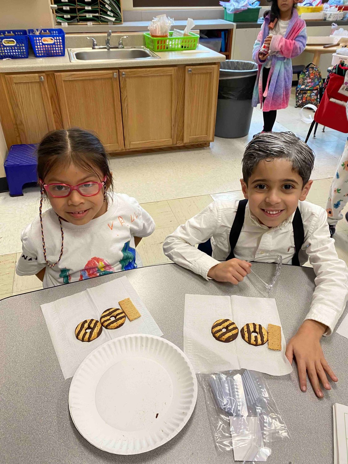 Nathalia Leiva and Devyn Vicioso, students at Columbus Avenue School participated in various activities centered around the number 100.
