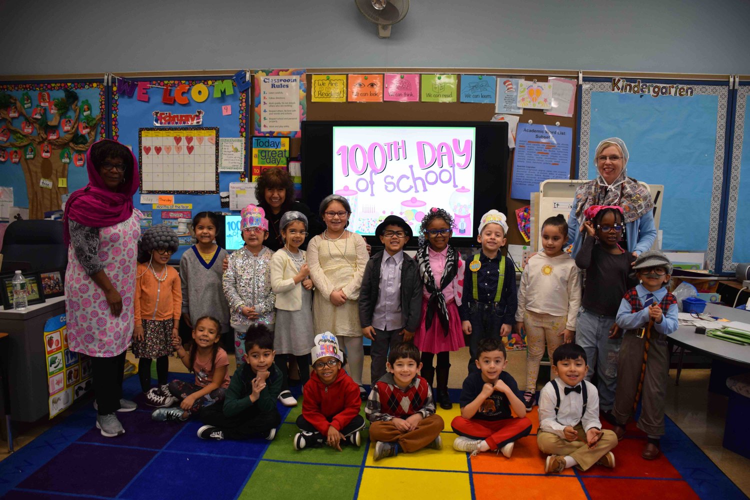 Kindergarten students in Ms. Catherine Byrne’s class at Columbus Avenue School dressed up as centenarians to celebrate the school’s 100th day.