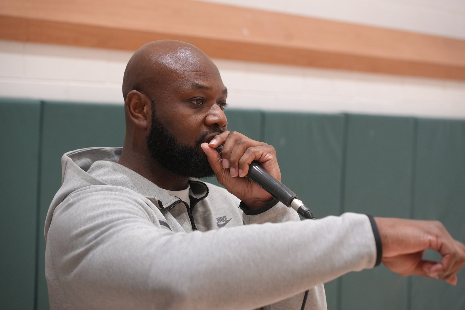 Kashif Hameed, program organizer, former basketball player for Iona University and Harlem School principal, brought the clinic to Elmont to help kids and teens not only improve their basketball abilities, but also their mental wellness and self esteem.