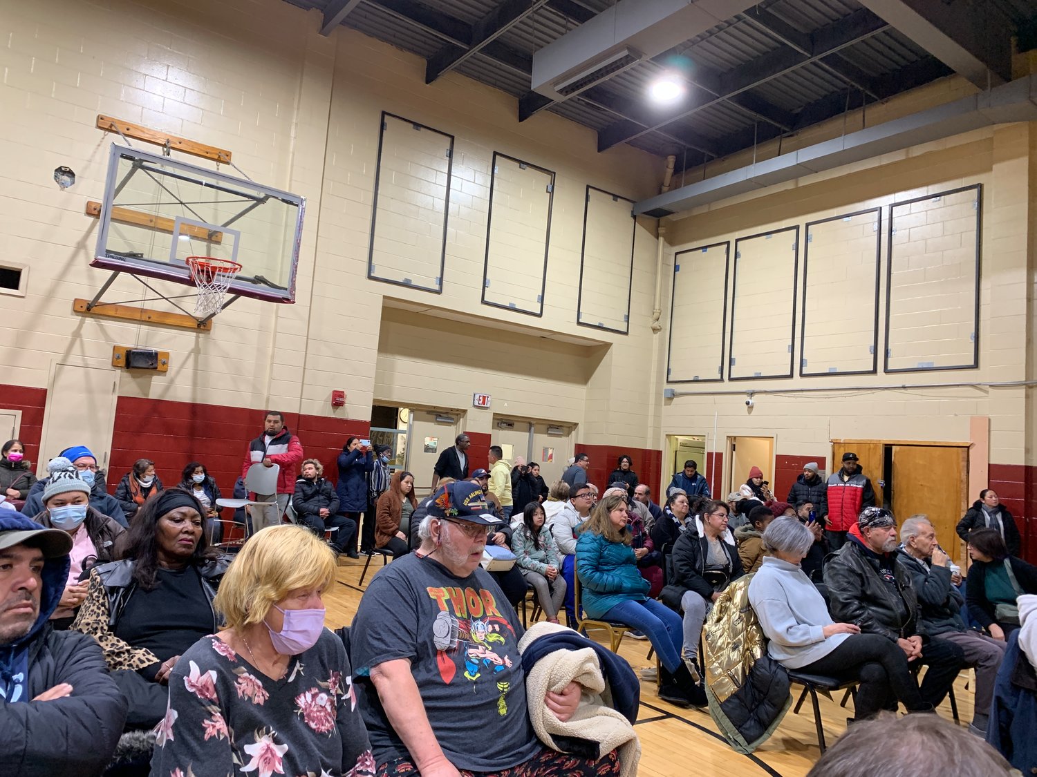 People crowded the Five Towns Community Center gym on Jan. 25 for the first community meeting to address the county’s request for proposals for the future of the center.