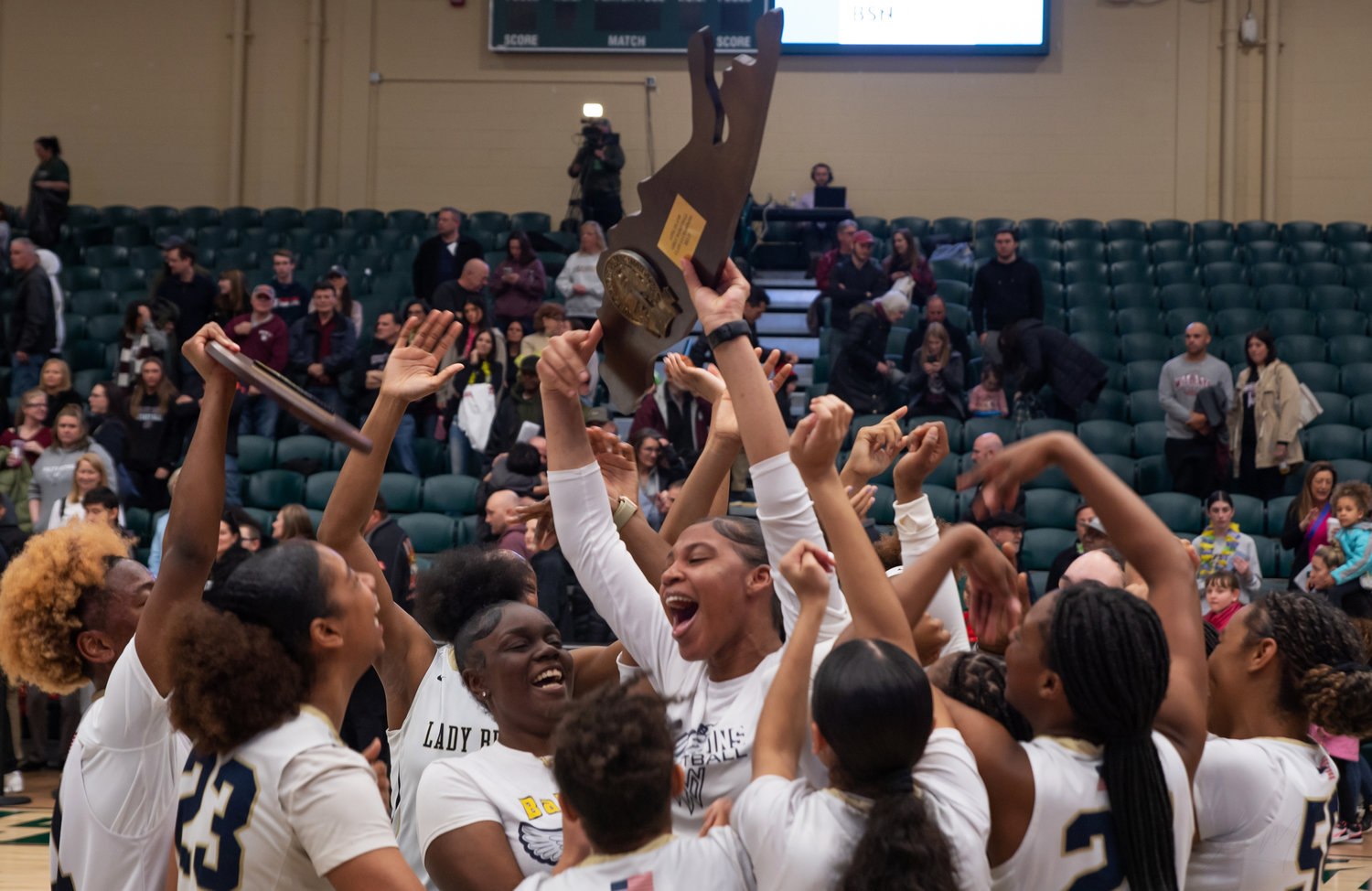 Baldwin repeated as L.I. Class AA champions by knocking off Whitman, 39-32, Saturday afternoon at Farmingdale State College.