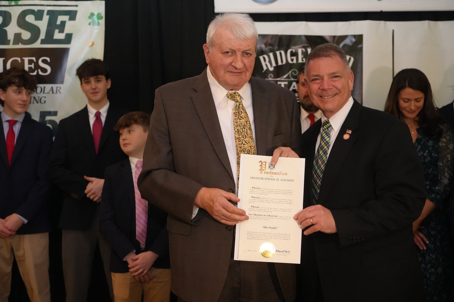 Dunphy was presented with certificates from both State Senator Steven Rhoads and Town of Hempstead Councilman Christopher Carini in recognition of his years of service to Wantagh.