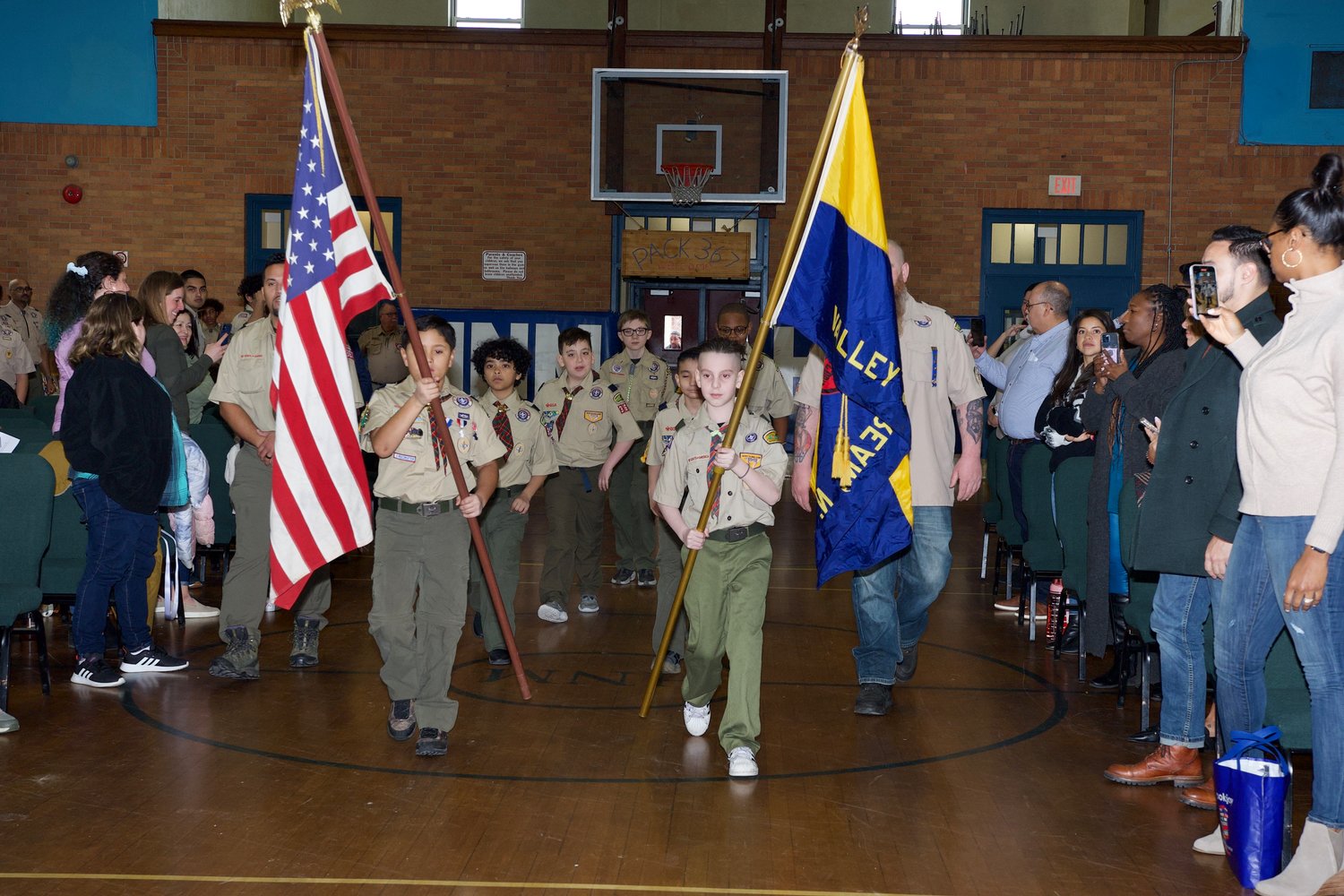 Scouts kicked off the day by carrying in the American Flag and Valley Stream scouts flag in front of their onlooking friends and family.