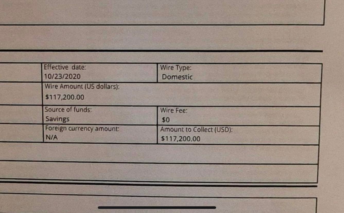 A wire transfer document shows one of Connie Rotolo’s biggest transfers, $117,000 from her savings account.