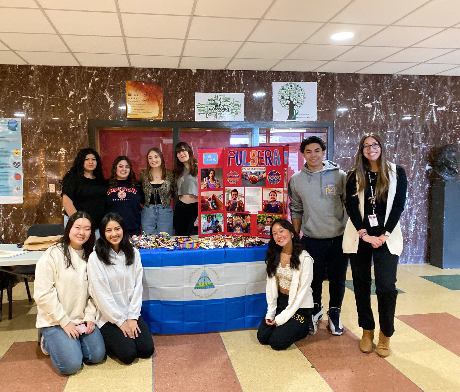 East Meadow High School’s Spanish Honor Society students recently sold bracelets for the Pulsera Project, an organization that employs artists in Nicaragua and Guatemala and pays them fair wages.