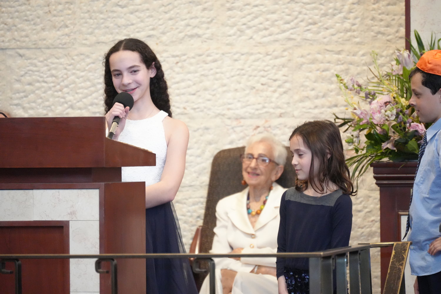 Sara Androphy, the rabbi’s granddaughter, along with her siblings and cousins, shared some of her favorite things to do with her savta, grandmother, and zaydie, grandfather.