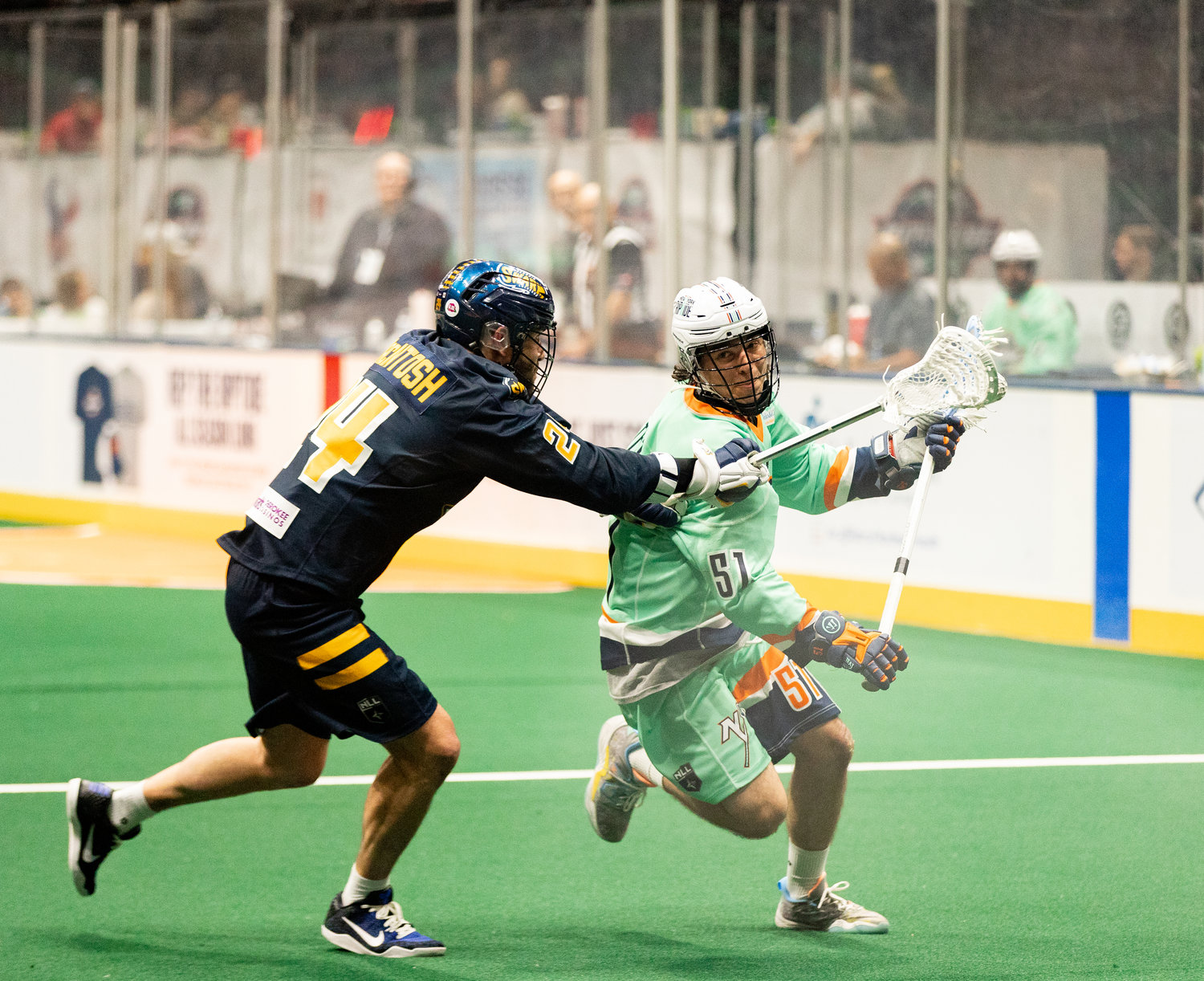 Jeff Teat, right, had seven points in the Riptide's loss to Georgia in the final home game of the season.