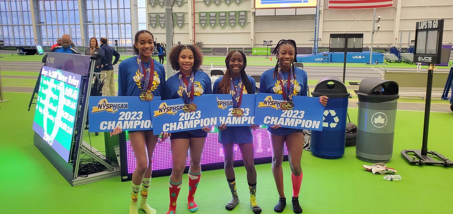 The Baldwin High girls’ 4x200-meter relay team, comprising sophomores Sariah Doresca, Jahzara Emeli and Jillian Rickford and freshman Breanne Barnett, won a state championship on March 4.