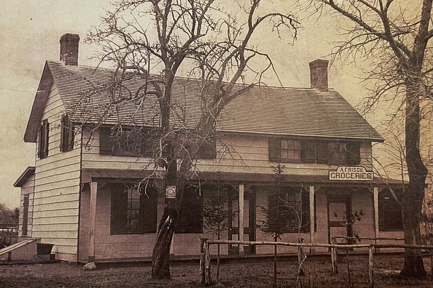 Members of the Frisch family were original settlers of Bellmore, when it was known as Smithville South. They owned a lot of property and operated several storefronts, including a general store, seen above, on what is now Bellmore Avenue.